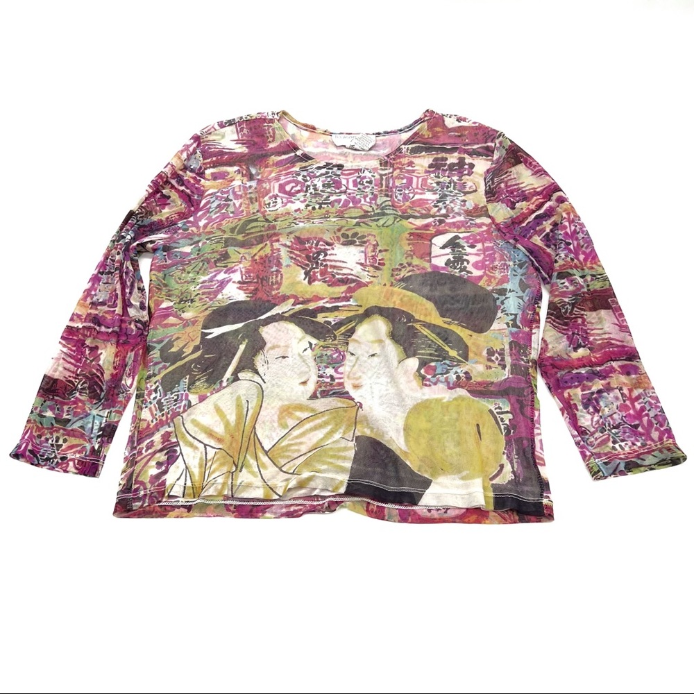 Vintage 1990s sheer mesh graphic top